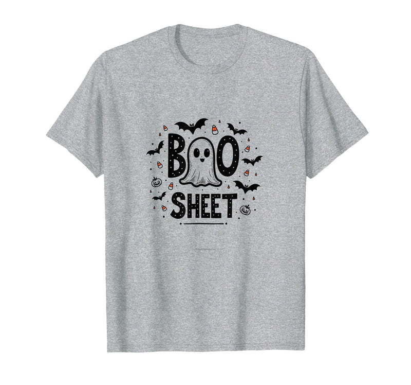 Mademark Halloween Humorous Boo Sheet Ghost Face Pun T-Shirt - Heather Grey