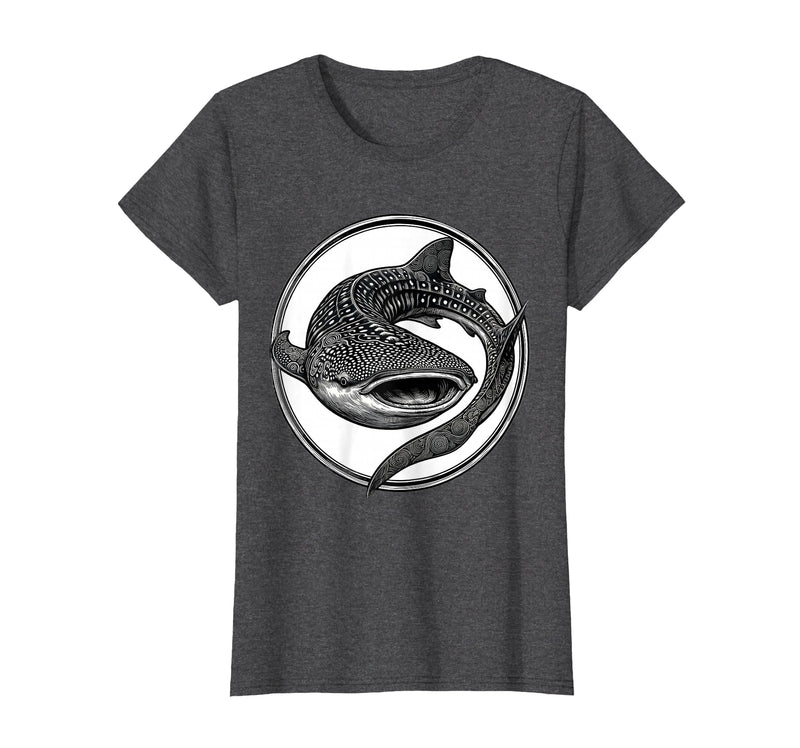 Mademark Whale Shark Swirling Tattoo Art Design T-Shirt - Dark Heather Grey