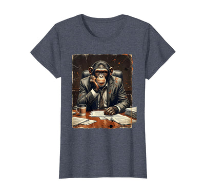 Monkey in a Suit Stuck in a Meeting Funny Gift T-Shirt - Women
