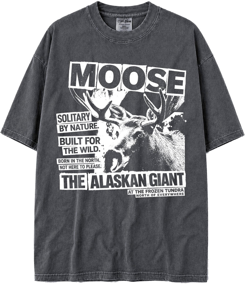BABATEES U.S.A. MAX-Heavyweight Punk Rock Animals Shaka Wear Oversized 7.5oz Cotton Tshirt - Moose