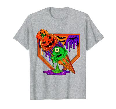 Ice Cream Drip Baseball Home Plate Halloween Tee Funny Halloween Baseball Ice Cream Drip Boys Girls Youth T-Shirt