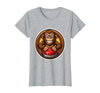 Mademark Monkey Pressing Big Red Button Funny Stupid Tee T-Shirt - Women - Heather Grey