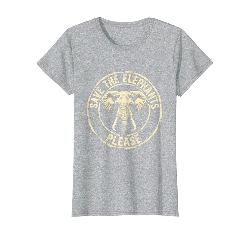 Mademark Save The Elephants Please Wildlife Advocate Design T-Shirt - Women - Heather Grey
