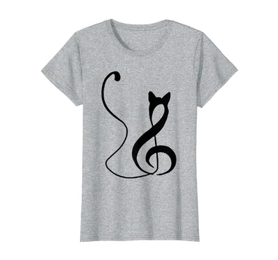 Music Cats Collection Treble Clef Cat Tees Co. Music Note Inspired Cat Minimalist Music Lover Design T-Shirt