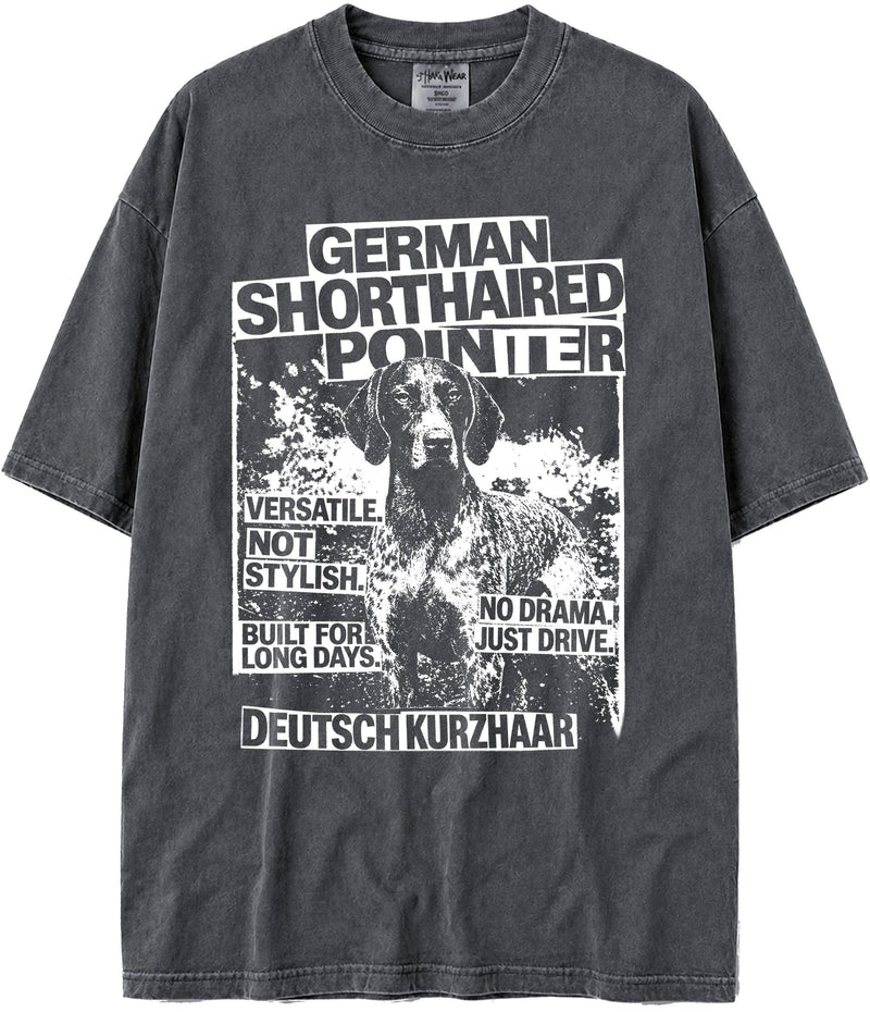 BABATEES U.S.A. MAX-Heavyweight Punk Rock Animals Shaka Wear Oversized 7.5oz Cotton Tshirt - German Shorthaired Pointer