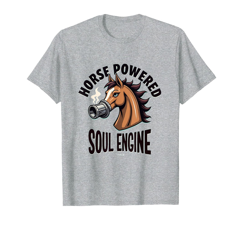 Mademark Horse Powered Soul Engine Equestrian Design T-Shirt - Men - Heather Grey