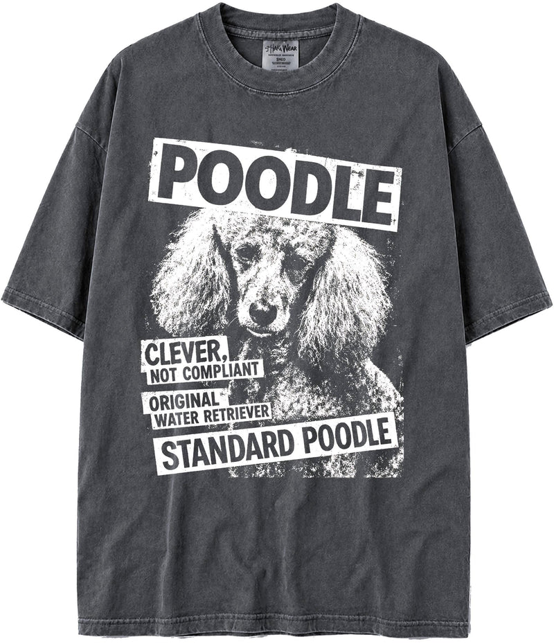BABATEES U.S.A. MAX-Heavyweight Punk Rock Animals Shaka Wear Oversized 7.5oz Cotton Tshirt - Poodle