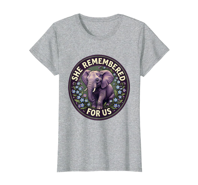 Mademark She Remembered For Us Gentle Elephant Design T-Shirt - Women - Heather Grey
