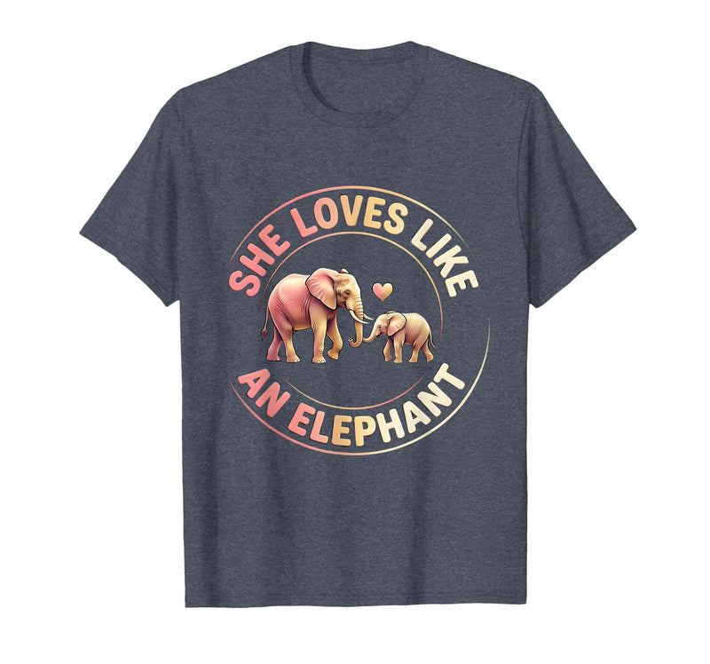 Mademark She Loves Like An Elephant Mother Child Bond T-Shirt - Men - Heather Blue