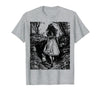 Alice in Wonderland - Down the Rabbit Hole Fantasy Vintage T-Shirt in Heather Grey