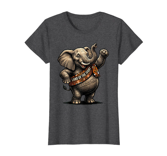 Mademark Land Of The Ivory, Land Of Mine Patriotic Elephant Design T-Shirt - Women - Dark Heather Grey