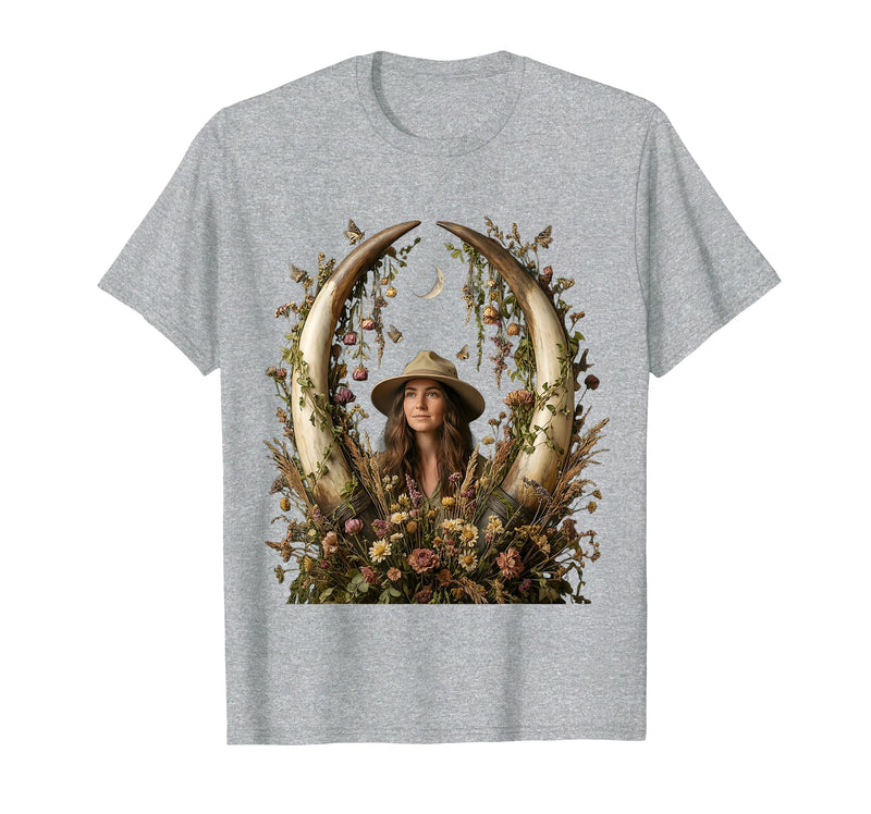 Mademark Safari Explorer Elephant Tusk Skull Framed Art T-Shirt - Men - Heather Grey