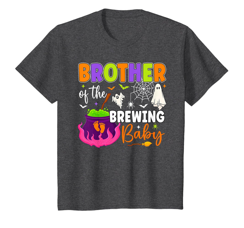 Halloween Baby Shower Brewing Baby Family Matching Brother of Brewing Baby Halloween Theme Baby Shower Spooky T-Shirt - Dark