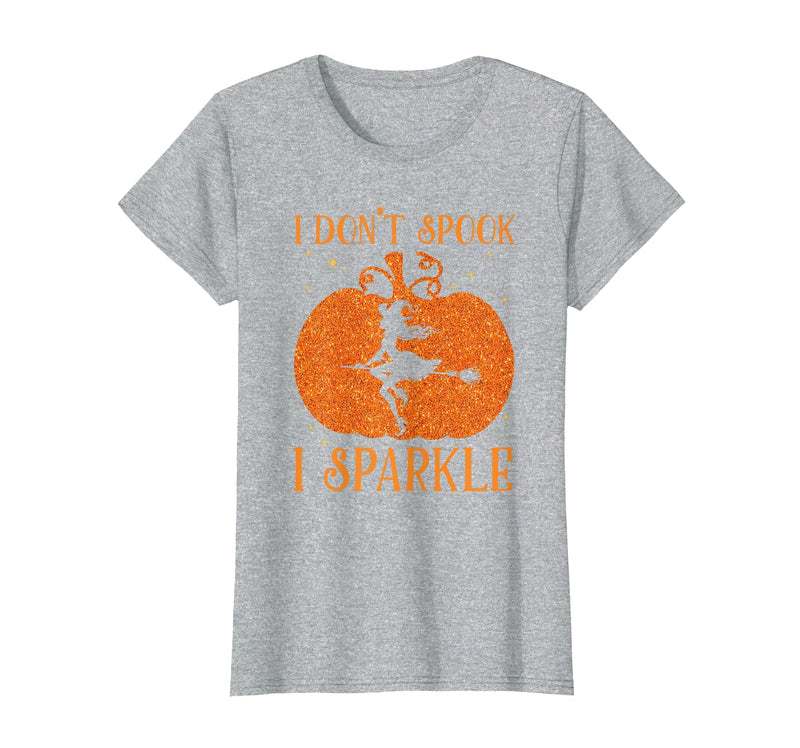 PDUS32 I Don't Spook I Sparkle Funny Halloween I Don't Spook I Sparkle Funny Halloween Girl Witch Pumpkin T-Shirt - Heather