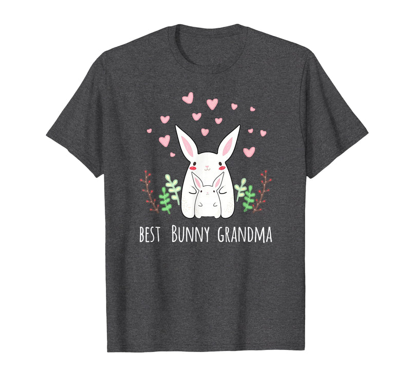 Cute Bunny Grandma Rabbit Grandmother T-Shirt in Dark Heather Grey