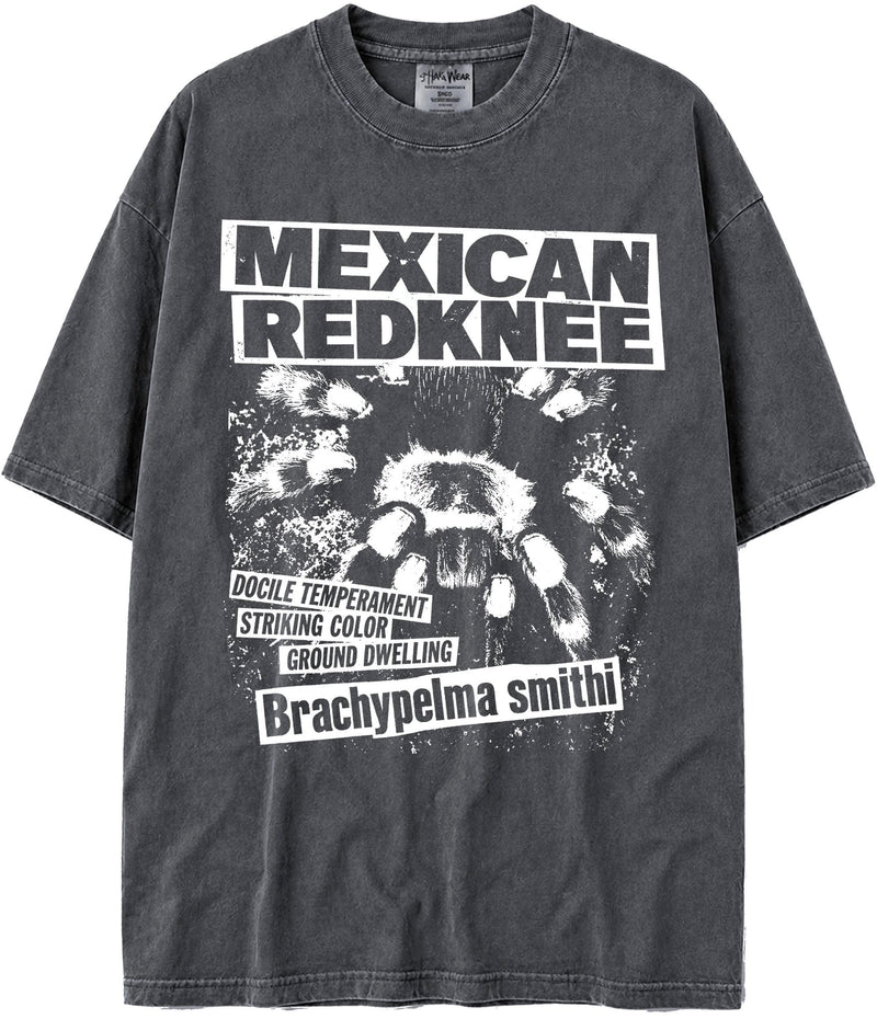 BABATEES U.S.A. MAX-Heavyweight Punk Rock Animals Shaka Wear Oversized 7.5oz Cotton Tshirt - Mexican Red-knee Tarantula