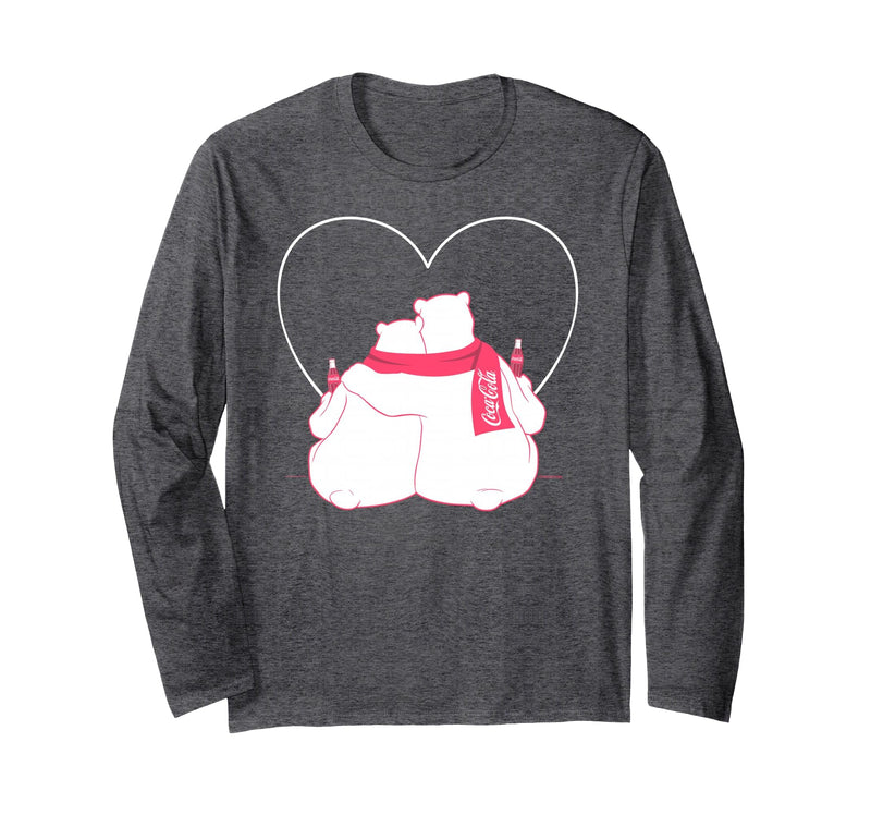 Coca-Cola Company Coca-Cola - Polar Bear Heart Hug Long Sleeve T-Shirt - Dark Heather Grey