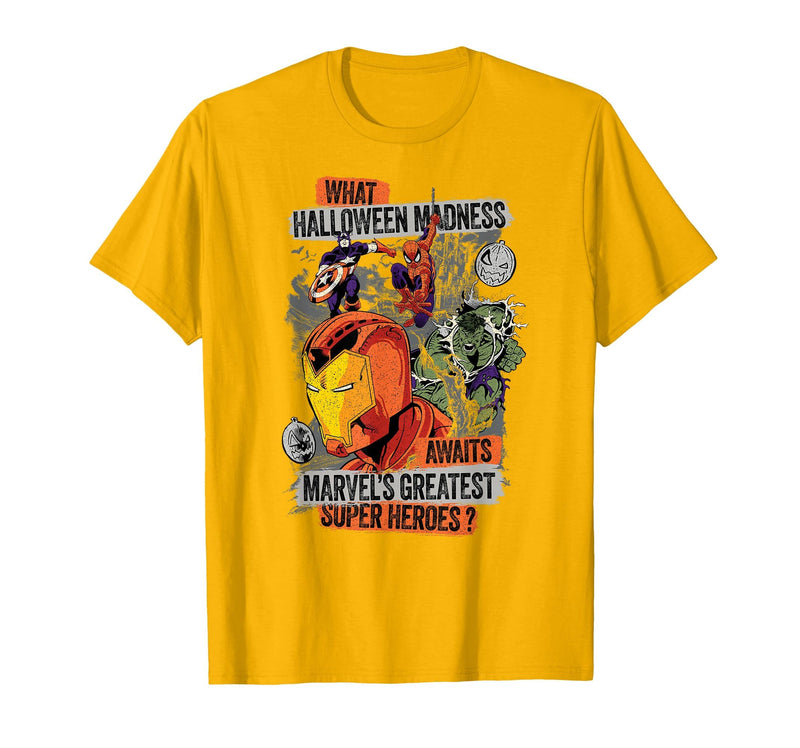 Marvel Halloween Madness Awaits the Greatest Super Heroes T-Shirt - Golden Yellow