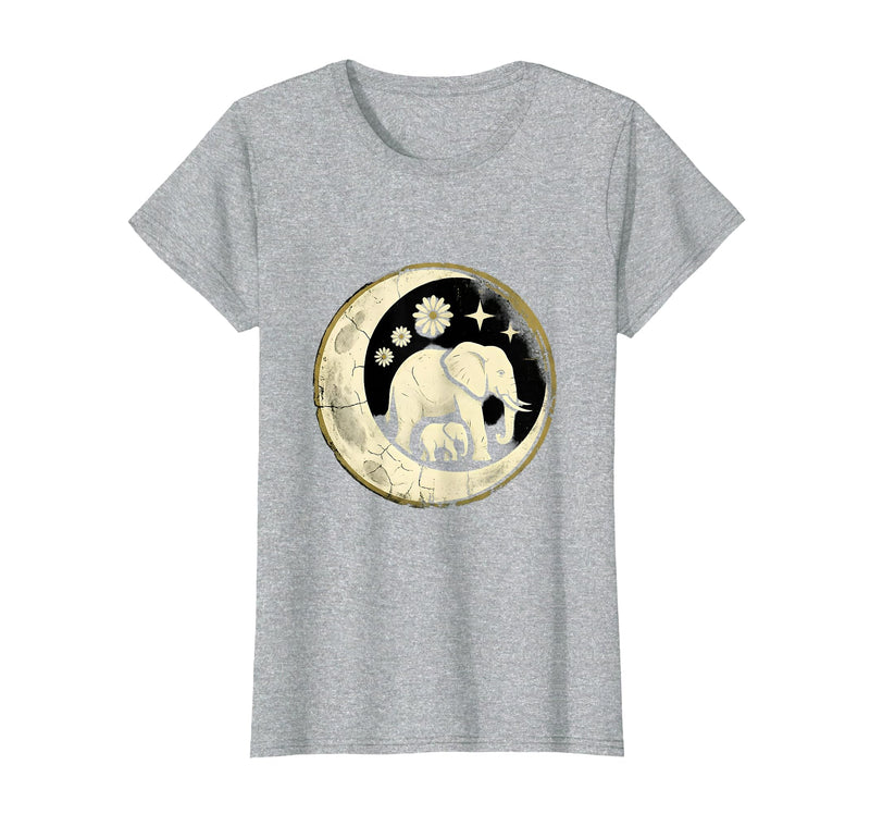 Mademark Mama and Baby Elephant Walking Together T-Shirt - Heather Grey