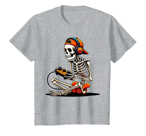 halloween skeleton shirts for teen boys men kids Halloween Skeleton Gamer Video Gaming Funny Gaming Skeleton T-Shirt -