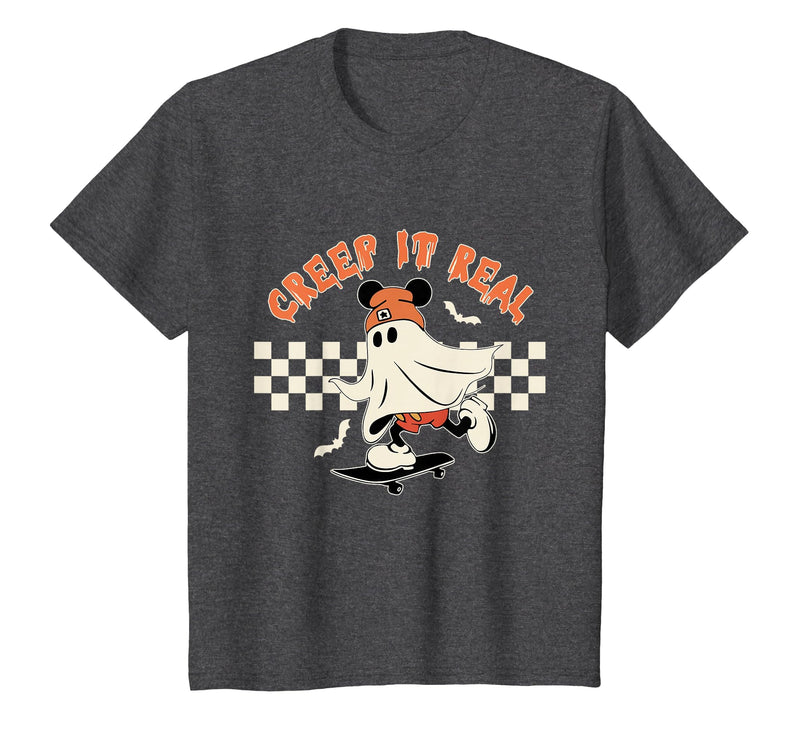 Halloween Creep it Real Vintage Ghost CKTEE2 Vintage Halloween Creep It Real Mouse Ghost Boy Fall Season T-Shirt - Dark