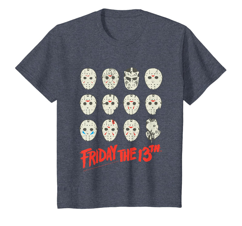Friday The 13th Halloween Design Masks T-Shirt - Heather Blue