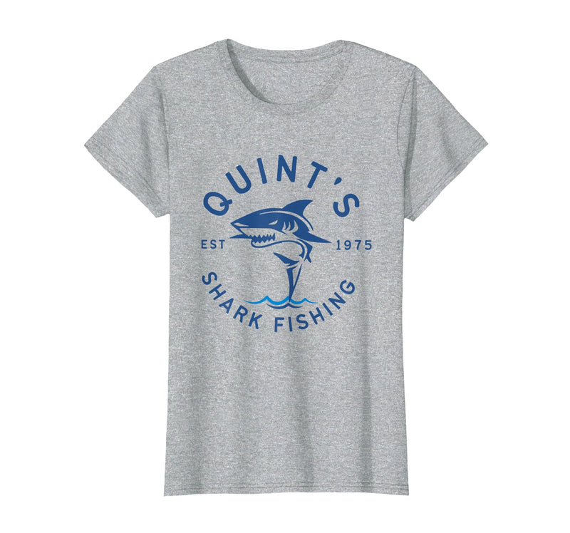 Funny Quints Shark Fishing Vintage Quint's Shark Fishing 1975 Retro T-Shirt - Heather Grey