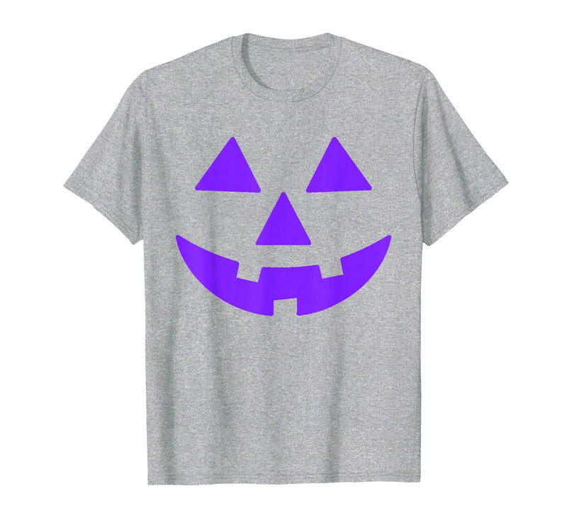 Trick or Treat Funny Halloween Costumes Party Tees Jack O Lantern Scary Carved Pumpkin Face Halloween Purple T-Shirt -