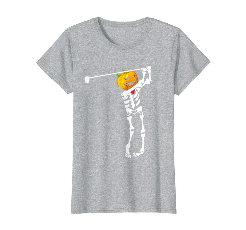 Funny Skeleton Golf Halloween Costume Golf Skeleton Pumpkin Halloween Shirt T-Shirt - Heather Grey