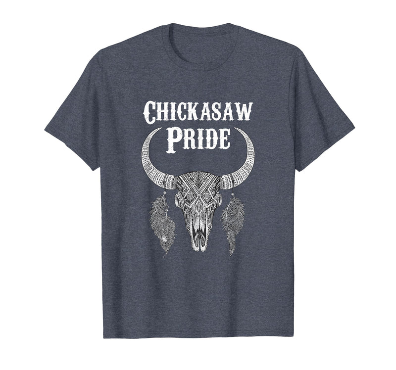 Chickasaw Pride Native American Nice Gifts Chickasaw Pride Tribe Native American Indian Buffalo T-Shirt - Heather Blue
