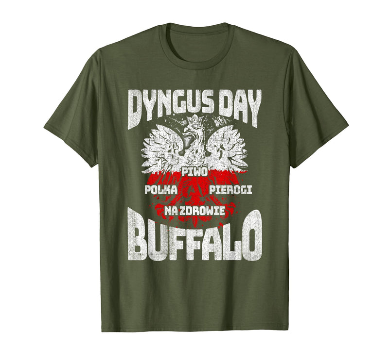 Polish Heritage Gifts Dyngus Day Buffalo New York Piwo Polka Pierogi Na Zdrowie T-Shirt - Olive Green