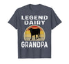 Funny Dairy Farmer Gifts Legend Dairy Grandpa Retro Sunset Cow Farming Funny Cattle T-Shirt - Heather Blue