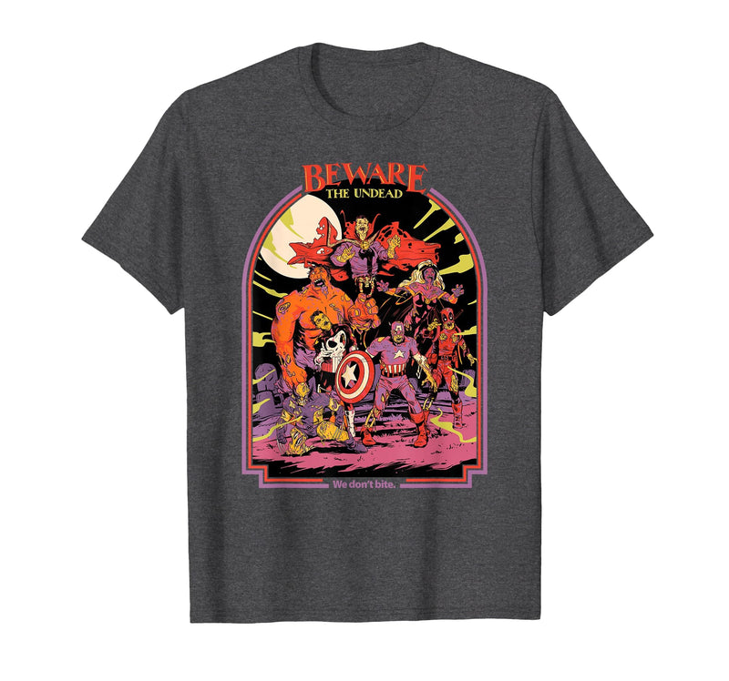 Marvel Zombies Beware the Undead We Don’t Bite Halloween T-Shirt - Dark Heather Grey