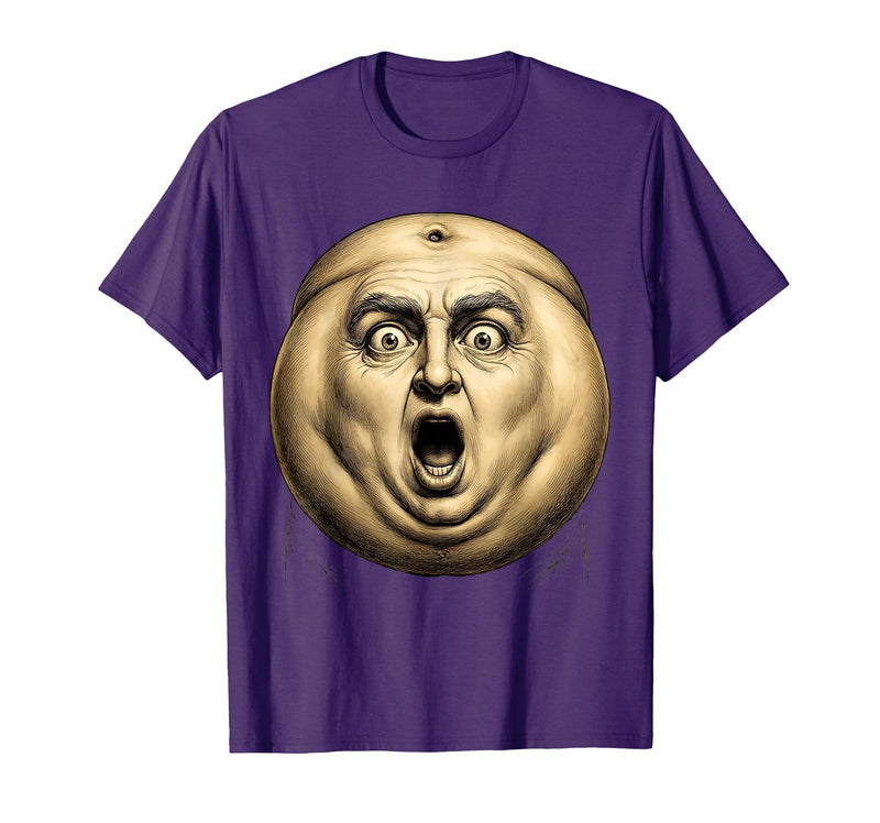 Mademark Belly Button Surprised Cartoon Face Funny Graphic T-Shirt - Men - Purple