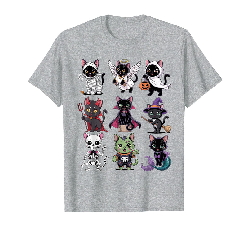 Halloween Cat Apparel Halloween Cat T-Shirt - Spooky Kittens Costume T-Shirt - Heather Grey