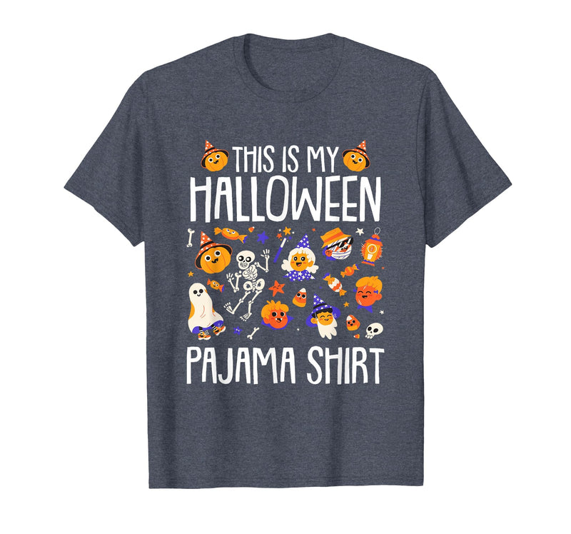 Halloween Shirts Costume Women Men Kids Pajama This is My Halloween Pajama Shirt Pumpkin Witch Skeleton T-Shirt - Heather