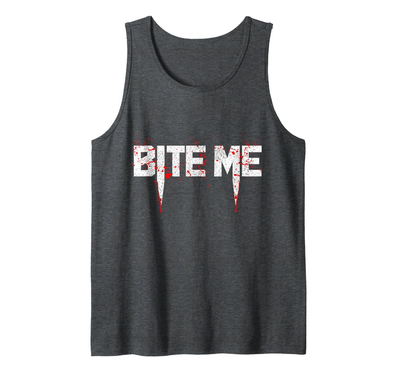 Bite Me Vampire - Easy Halloween Costumes Vampire Bite Me Last Minute Easy Halloween Costume Tank Top - Dark Heather Grey