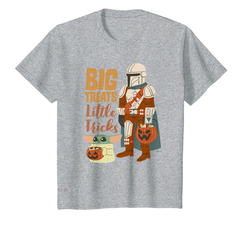 Star Wars Grogu The Mandalorian Halloween Big Treats T-Shirt - Heather Grey