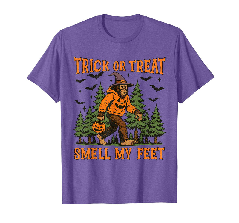 Bigfoot Halloween Costume Party Outfits Trick Or Treat Smell My Feet Bigfoot Halloween Sasquatch T-Shirt - Purple Heather