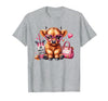 Highland Cow Land of NYC One Boujee Heifer Highland Cow Bougie Pink Tumbler Handbag T-Shirt - Heather Grey