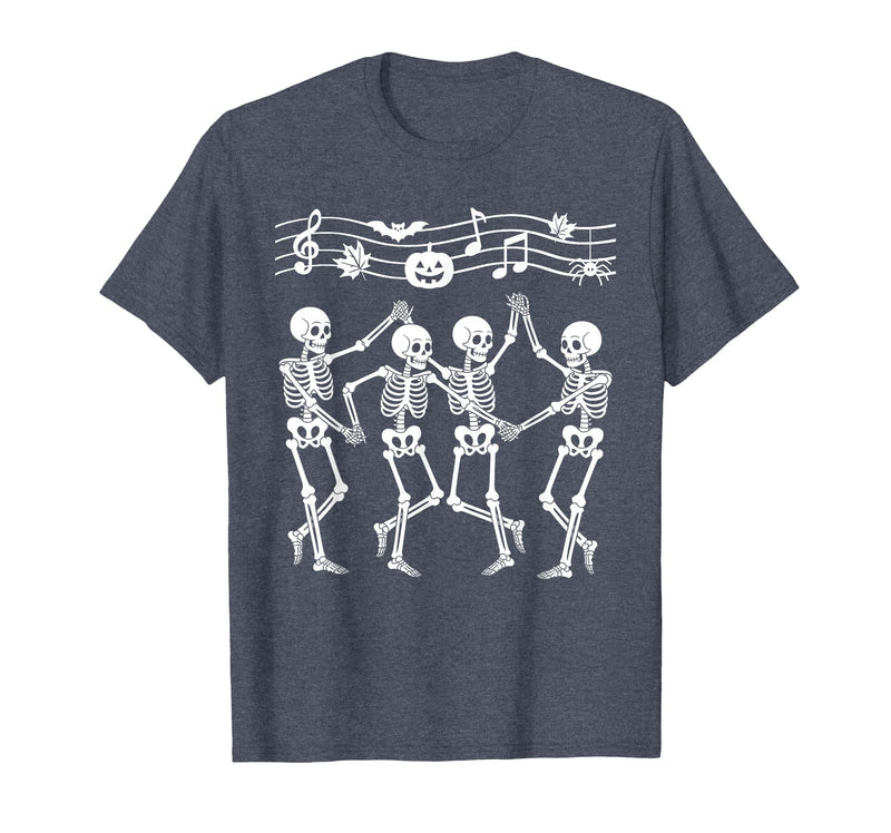 Dancing Skeletons Halloween Party Music Shirts Spooky Skeletons Symphony Halloween Dance Music Men Women T-Shirt - Heather