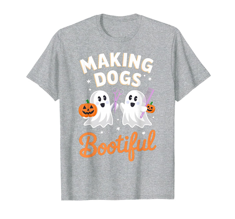 Dog Lover Spooky Grooming Groomer Attire Pet Groomer Funny Halloween Making Dogs Bootiful T-Shirt - Heather Grey