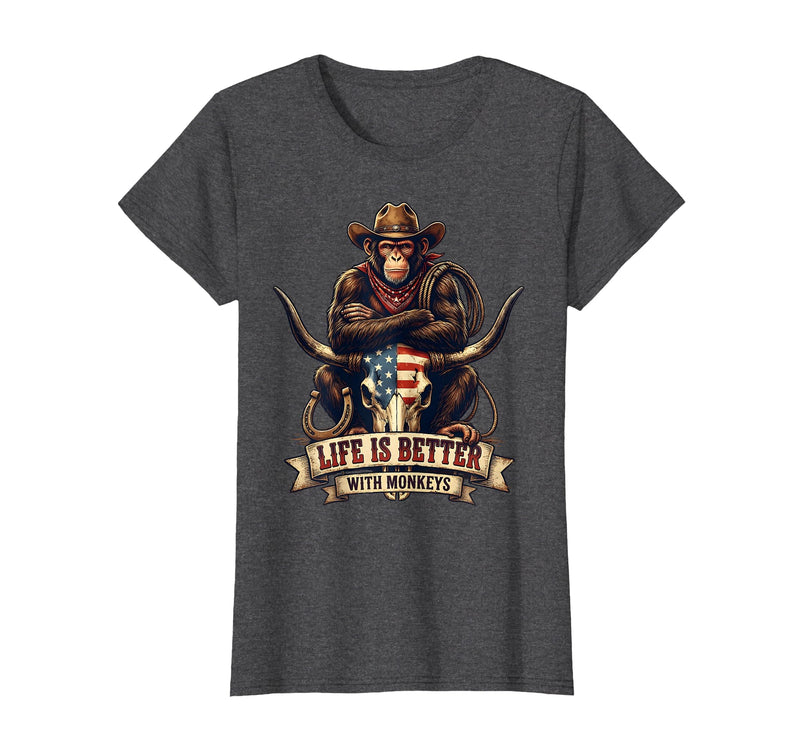 Mademark Life Is Better With Monkeys Fun Primate Design T-Shirt - Women - Dark Heather Grey