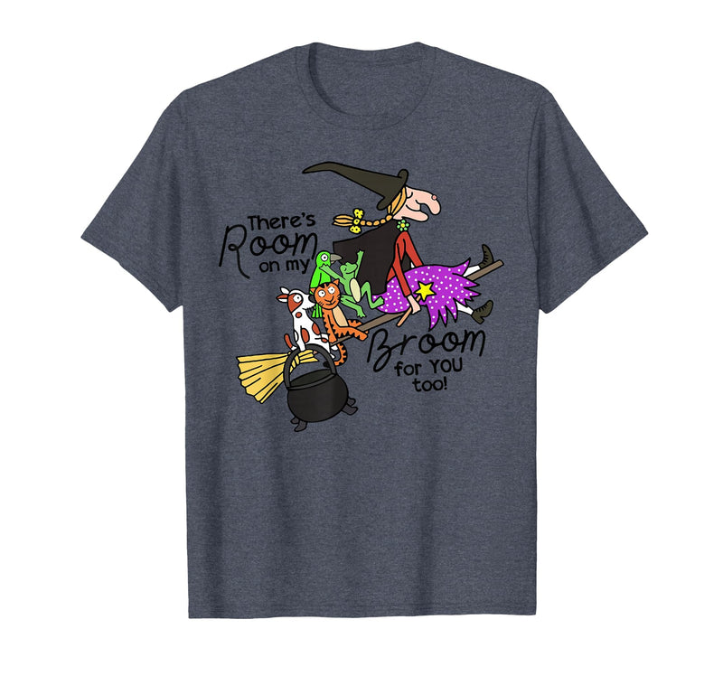 Funny Teacher Witch Tee Shirt There's Room On My Broom for You Too Teacher T-Shirt - Heather Blue