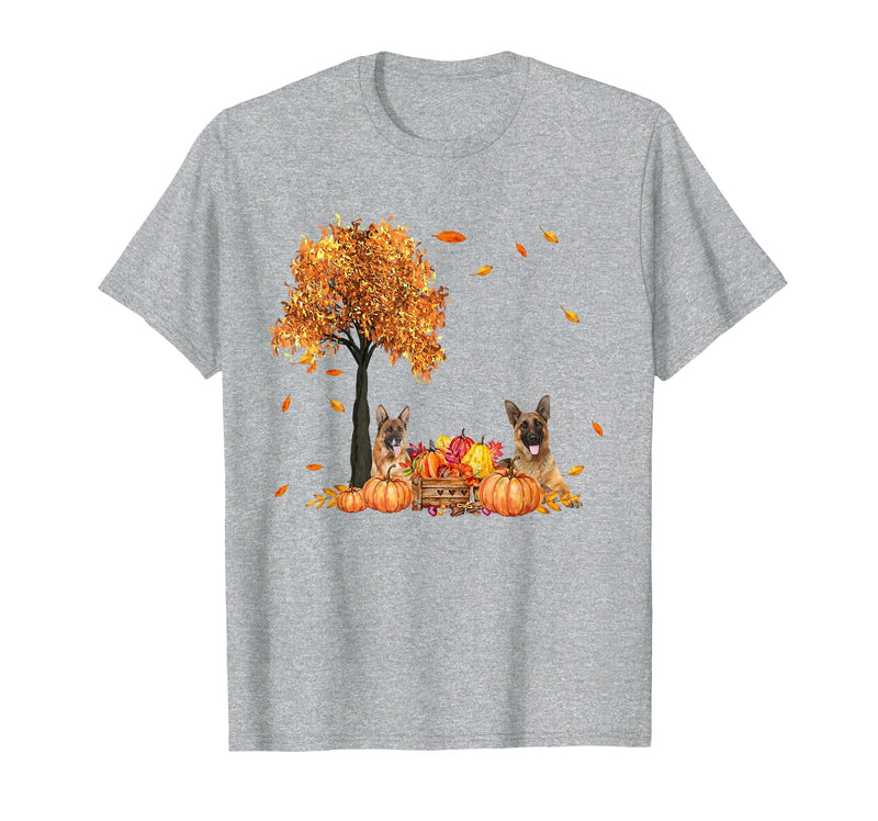 Funny German Shepherd Thanksgiving Halloween German Shepherd Autumn Leaf Fall Dog Thanksgiving Halloween T-Shirt - Heather