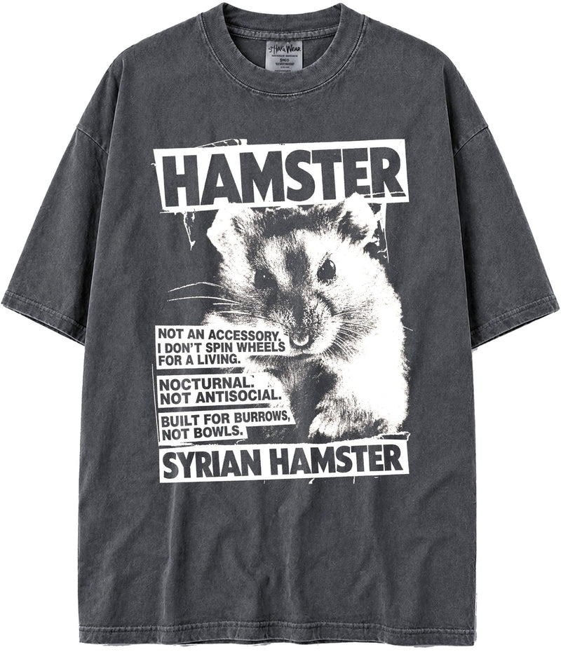 BABATEES U.S.A. MAX-Heavyweight Punk Rock Animals Shaka Wear Oversized 7.5oz Cotton Tshirt - Hamster