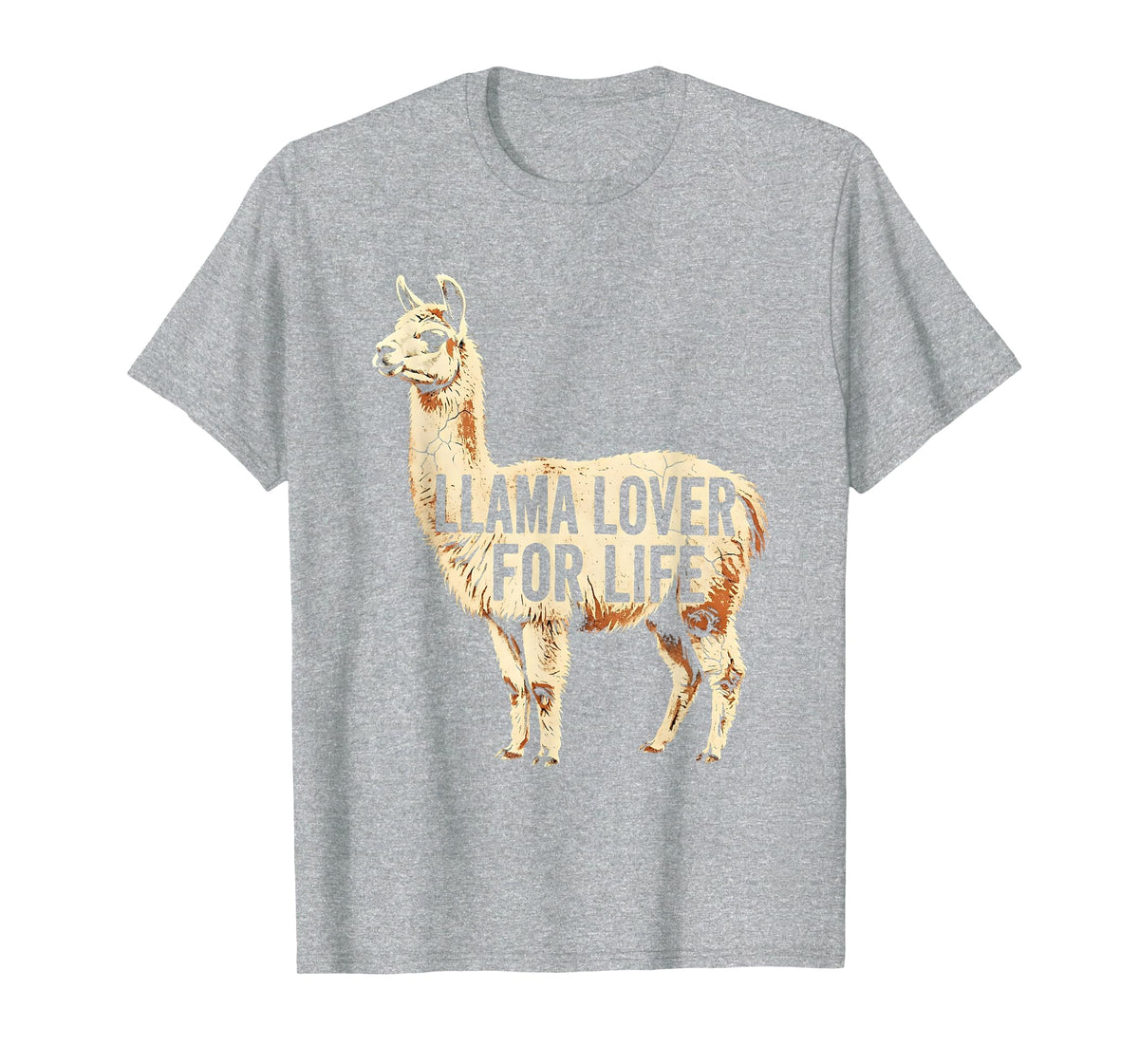 Mademark Llama Lover For Life Peru Graphic Design T-Shirt - Heather Grey