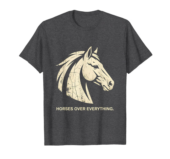 Mademark Horses Over Everything Equestrian Women Design T-Shirt - Men - Dark Heather Grey