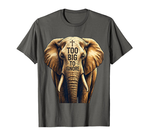Mademark Too Big To Ignore Bold Elephant Graphic Design T-Shirt - Men - Asphalt Grey