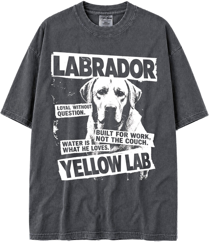 BABATEES U.S.A. MAX-Heavyweight Punk Rock Animals Shaka Wear Oversized 7.5oz Cotton Tshirt - Yellow Lab